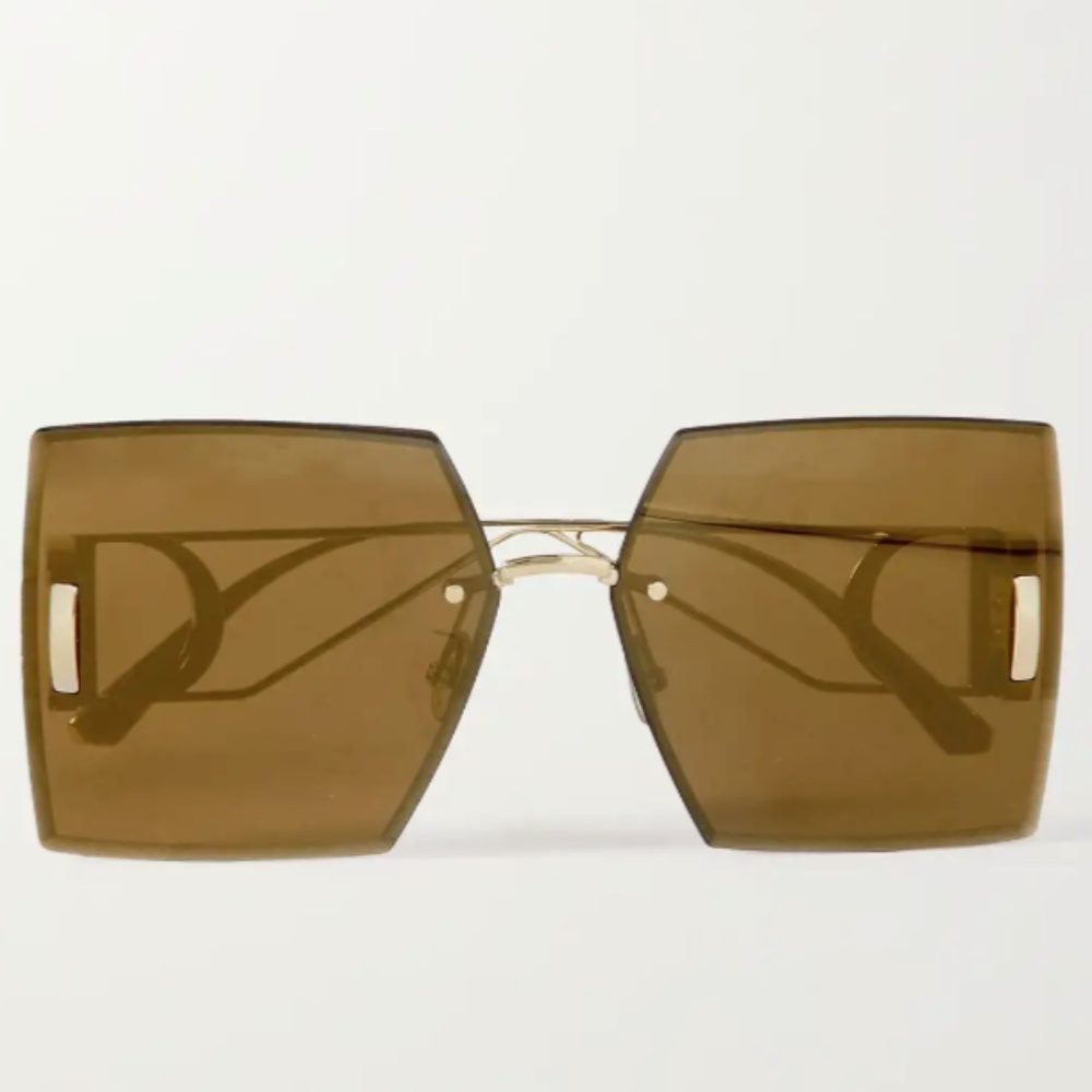 DIOR 30 Montaigne S7U Square Frame Sunglasses Gold/Gold Lens - MSRP $610 - BNIB - Picture 2 of 8
